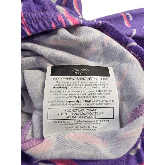 GK Elite VTG 80s Pastel Scribble Print LS Cotton Leotard Bodysuit AXS Adult XS - Picture 8 of 10